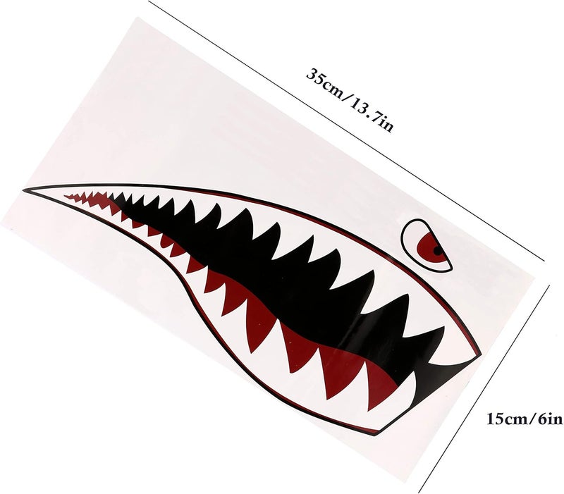 MOOCY 2Pcs Wall Art Warhawk Shark Tiger Vinyl Sticker Waterproof DIY Funny Graphics Accessories for Car Kayak Canoe Fishing Boat Truck Jet Ski Hobie Dagger Ocean Boat Decoration - Image 2